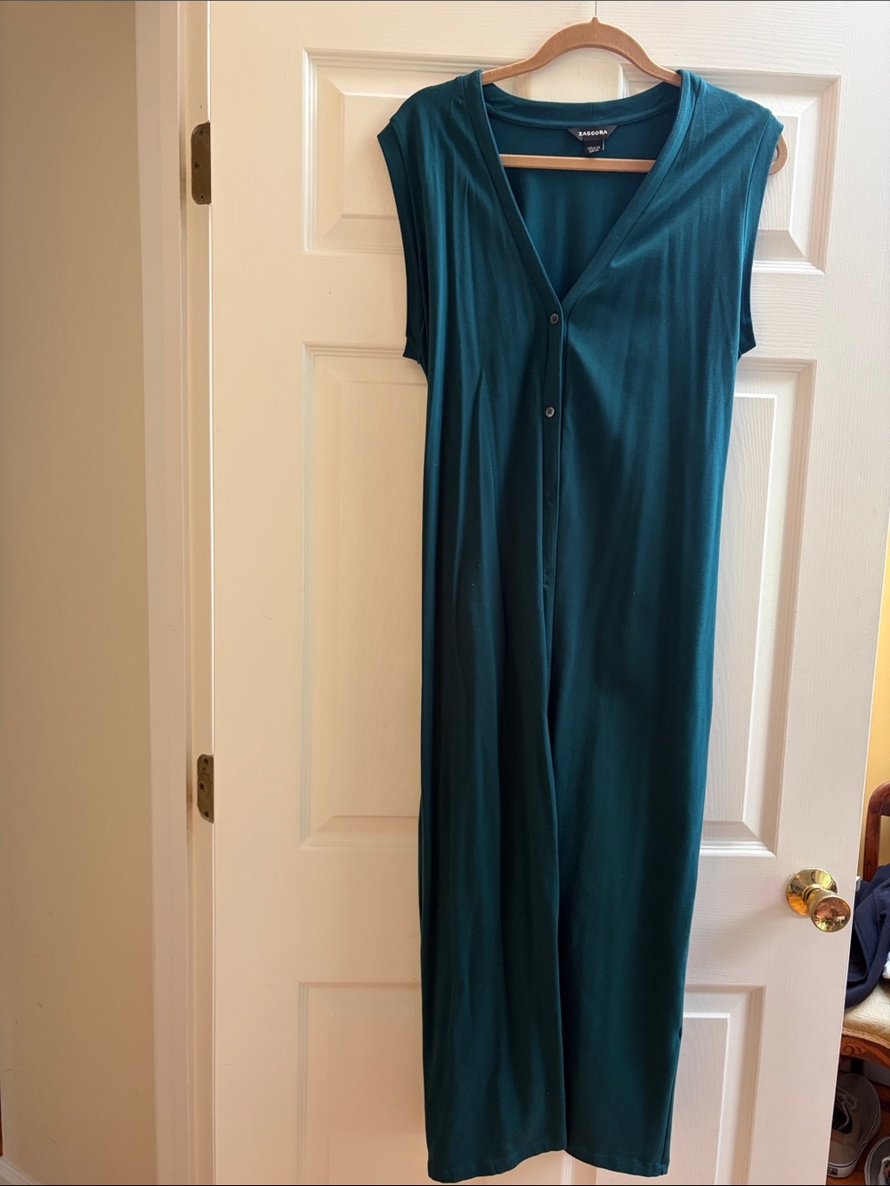 Teal Button-Front Maxi Dress